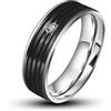Whoiy Anello Uomo Fidanzamento, Anelli Matrimonio Titanio e Acciaio Inossidabile Anello in Argento Nero con Cubic Zirconia Anelli di San Valentino da Uomo