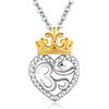 AB Viking Crafts Collana in argento 925 e ciondolo a forma di cuore Mantra Om Aum simbolo corona placcato oro con sacchetto per gioielli I Spiritualità Yoga Buddismo Induismo, Anhänger 15 x 22 x 2