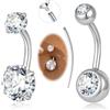 DAILI Piercing per ombelico in oro e argento, 14 G, ipoallergenico, in acciaio chirurgico, per donne e uomini, con filettatura interna, piccoli anelli per ombelico con zirconia cubica 8, 10, 12 mm