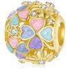 Yapamu Ciondolo a forma di quadrifoglio, in argento Sterling 925, per braccialetti Pandora, con trifoglio a forma di cuore, con smalto colorato, regalo di compleanno per donne