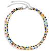 Dsnyu Collana con perle, collana lunga vintage multicolore a doppio strato con perla, collana in lega di perle con chiusura a moschettone, gioielli da uomo, 47 cm