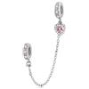 Yashuo Catena di sicurezza con clip per braccialetto Pandora, in argento Sterling, San Valentino, Halloween, Natale, ciondolo d'amore, croce, fiore, catena di sicurezza per donna