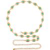 Linkidea Cintura a catena taglie forti per donne, pietra turchese argento catena in metallo cintura da donna catene per la vita del ventre, catena per il corpo extra lunga