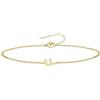 UMAGICBOX Bracciale iniziale personalizzato da donna, catena sottile C-Link in acciaio inossidabile 316L, colore oro e argento, gioiello resistente all'acqua con estensione, idea regalo donna