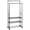 HAKU Appendiabiti arrotolabile, in metallo, nero, con 2 aste appendiabiti e 2 ripiani, appendiabiti su ruote, 78 x 164 x 39 cm (L x A x P), stile: moderno