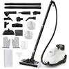 FANTASK Pulitore a vapore 2000 W, pressione del vapore: max 5 bar, capacità superficiale: 108 m², temperatura: fino a 160 °C, serbatoio: 1,8 l, aspirapolvere a vapore con 29 accessori e ruote