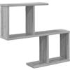 Goldonion Scaffale da Parete Sonoma Grigio 60 x 12 x 50,5 cm | Legno Ingegnerizzato, 4 Scomparti, Carico Max 25 kg, Facile Pulizia, Per Soggiorno