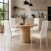 ZECIIYE Set da 4 Sedie Sala da Pranzo Bianco Ecopelle Facile da Pulire Sedia Cucina Moderna Imbottita con Gambe in Metallo Schienale Alto Salvaspazio