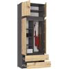 BDW Armadio a 4 ante, 4 ripiani, grucce, 2 cassetti, armadio per camera da letto, soggiorno, corridoio, 234 x 90 x 51 cm, Grafite/Rovere Artisan