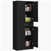 HOMCOM Credenza Cucina Alta con Cassetto Grande, Ripiani Regolabili, Nero | Mobile Dispensa Moderno, con 4 Ante, 2 Armadietti, Mobile Cucina, per Sala da Pranzo Soggiorno Salotto, 70.8x34x180 cm