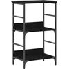 Generic Libreria 2 Piani 50x33x82 cm Rovere Nero | Legno ingegnerizzato, gambe metallo quadrate, autoportante, design moderno, facile pulizia