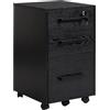 HOMCOM Cassettiera Portadocumenti da Ufficio Nero 39.2 x 40 x 65.4cm | Schedario, 3 Cassetti, Serratura, in Legno