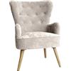 VEA SRL CasaStore Poltrona Soggiorno Trapuntata 67x71x90 cm Arredamento Camera da Letto, Poltrone Salotto con Piedini in Legno, Poltrona da Lettura con braccioli, Poltrone Classiche Relax (TIA 60077)