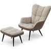 HM hemax HOME DESIGN HEMAX Set Poltrona Relax Imbottita con Poggiapiedi - Fango e Tortora | Design Moderno, Per Soggiorno e Camera da Letto, Ergonomica con Pouf Coordinato, Dimensioni 77x66.5x100 cm, Modello Comfo