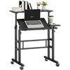 HOMCOM Scrivania Sit-Stand con Piano Inclinabile, Altezza Regolabile, Scrivania per PC con Ruote e Telaio in Acciaio, per Lavorare Seduti o in Piedi, Effetto Legno Nero