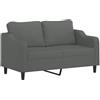 vidaXL Divano a 2 Posti Grigio Scuro 140 cm in Tessuto