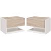 HOMCOM Set 2 Comodini Camera da Letto Sospesi 46x30x30 cm Bianco e Rovere