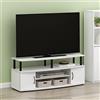 Furinno JAYA Mobile TV con Ripiano Aperto e 2 Ante, Bianco Semplice | TV fino a 139,7 cm, Fori per la Gestione dei Cavi, Centro di Intrattenimento, Consolle TV, per Soggiorno, Camera da Letto