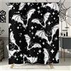 Hnmdmyi Tenda da doccia Halloween 180x200, Tende da doccia pipistrelli bianchi e neri gotico spettrale horror Halloween Tema Tenda da bagno impermeabile in poliestere tessuto lavabile con ganci