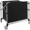 Bollomgy Carrello portabiancheria con ruote, pieghevole, in acciaio inox, portata 100 kg, con sacchetto in tessuto Oxford, per casa, hotel, lavanderia (nero, 90 x 60 x 88 cm)