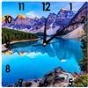Higoss Orologio da parete quadrato blu acqua con montagne silenzioso orologio non ticchettio 12, funzionamento a batteria paesaggio accurato paesaggio/città fattoria/casa/ufficio arredamento