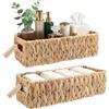 SUPAWAY Set da 2 Cesti Giacinto d'Acqua, Cesto Intrecciato da Scaffale | Cesto Decorativo con Maniglie per Organizzare in Cucina Bagno, Cesto, Portatovaglioli 40,5x17x10,5cm (G) + 37,5x14x10,5cm (M)