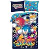 Halantex Sonic the Hedgehog Copripiumino Singolo, Blu Navy e Arcobaleno, 100% Poliestere, 140x200 cm con Federa 70x90 cm, Lavabile in Lavatrice