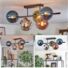 hofstein Gastor Plafoniera, Lampada a sfera Blu, Cromo, Verde, Ramato, Grigio fumo, 5-Luci