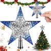 Jiounie Stella per Albero di Natale, Puntale Albero di Natale Stella, punta albero Blu Argentato, Punta per Albero Tradizionale, Ideale Christmas Tree Topper Decoration Star (Blu Argentato)