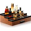 PIPITA Espositore a 3 livelli con cassetto portaoggetti, organizer per profumi rialzato, a scala, da uomo, colore: marrone
