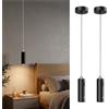 CHARMNAIL Lampada a Sospensione 2 Pezzi Senza Fili, Lampade Ricaricabili con Dimmer a Tocco, USB-C, 1200mAh, 8h Autonomia, Altezza Regolabile, Per Camera, Tavolo, Cucina (Nero)