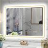 STARLEAD Oro Specchio-LED-Bagno-con-Luce 80x60cm, Bluetooth, 3 Colori Luce, Dimmerabile, Antifog, Memoria, IP44, Vetro Temperato, Orizzontale/Verticale, Cornice non Metallica