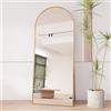 FOERPL Specchio a Figura Intera 180 x 80cm,Specchio da pavimento ad Arco con telaio in Alluminio Oro,Grande Specchio da Terra/Parete per Camera,Ingresso,Guardaroba,Spogliatoio