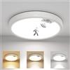 LQWELL Plafoniera con sensore di movimento, lampada da soffitto con sensore di movimento, Ø23CM x H2.5CM, 18W 1750LM 3000K 4000K 6000K rotonda per camera da letto, soggiorno, corridoio, bagno