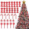 Lanpn 30 Pz 11cm Bastoncini di Zucchero Natalizi Addobbi, Caramelle Decorazioni Albero di Natale, Xmas Candy Cane Ornamenti Glitter, Mini Natalizie Palle Appendere per Casa Terrazza, Rosso