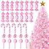 Lanpn 30 Pz 11cm Bastoncini di Zucchero Natalizi Addobbi, Caramelle Decorazioni Albero di Natale, Xmas Candy Cane Ornamenti Glitter, Mini Natalizie Palle Appendere per Casa Terrazza, Rosa