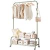 Ergocar Stand Appendiabiti, Appendiabiti da Terra, Multifunzionale Porta Abiti Free-standing con Puleggia, Resistente Appendiabiti da Metallo, per Vestiti, Borse, Cappelli, Scarpe