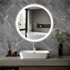 JAMUBOCHE Specchio da bagno con illuminazione, specchio da bagno a LED, rotondo | Dimmerabile, 3 colori di luce, interruttore touch, specchio da bagno con illuminazione, specchio da parete con luce, IP44