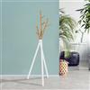 [en.casa] Appendiabiti da Terra Stand Treppiede con 3 Bracci e Finitura Effetto Legno Porta Abiti Moderno in Acciaio Autoportante 172 x 49 x 49 cm Bianco