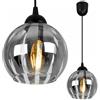 Light Home LH Lampada da soffitto Eliza Light-Home - Lampadario da soffitto per camera da letto soggiorno e cucina in stile glamour moderno E27 - Paralume in vetro fumé grigio - Base nera