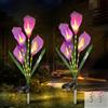JIMACRO 2 Pcs Luci Solari da Giardino Fiore,32 LED Lampada Solare da Giardino, Impermeabile Luci Solari da Giardino Decorative Per/Cementi/Terrasse/Patio/Pelouse (Viola)