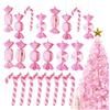 Lanpn 14 Pz 16.5cm Bastoncini di Zucchero Natalizi Addobbi, Grandi Caramelle Decorazioni Albero di Natale, Gigante Xmas Candy Cane Ornamenti Glitter, Palle Natalizie Appendere per Casa Terrazza, Rosa