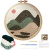 JSRQT Kit per Ricamo con Ago da Punzonatura, Montagna Strumento di Ricamo per Principianti, Punch Needle Starter Kit con Penna a Punzone Cerchi