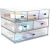 TIE-DailyNec 3PCS Cassetti Plastica Impilabili, Cassettiera Trucchi in Acrilico | Desktop Storage Box, Schminktisch Organizer mit 3 Schubladen, Aufbewahrungsboxen für Haus Kosmetik Schmuck Büro