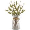 FuYelng 5 Pezzi Fiori Artificiali Realistici, Crisantemo Pompon 51 cm, Crisantemi Pompon Artificiali，Fiori Sferici Artificiali con Stelo, Decorazioni per Casa, Giardino, Feste e Matrimonio, Bianco