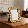 FUANA Cornice portafoto quadrata in resina dipinta a mano con elegante finitura dorata, decorazione per casa e ufficio