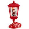 Avilia Lampione di Natale Luminoso 60 cm con Effetto Neve, LED e Musica | Lanterna natalizia rossa con statuina di Babbo Natale, neve che soffia, luce LED e musica, a batterie AA o cavo DC 4,5 V