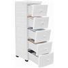 DJOAIUYF Cassettiera con 5 cassetti, larghezza 25 cm, in polipropilene, con ruote | Cassettiera in plastica con ruote, 82 x 34 x 25 cm, per camera da letto, bagno, scuola e ufficio