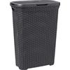 Curver Portabiancheria Cesto Vimini Finto Rattan 40l 60l Diversi Colori (Grigio Scuro 40L)