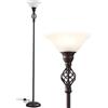 GyroVu Lampada da terra vittoriana con paralume in vetro bianco a vortice | lampada da terra per soggiorno alta 72 pollici, lampada a stelo per soggiorno e camera da letto, lampadina inclusa